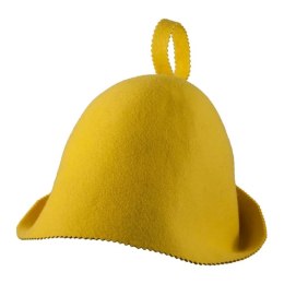 Bezszwowa czapka do sauny 100% wełna - zółta
